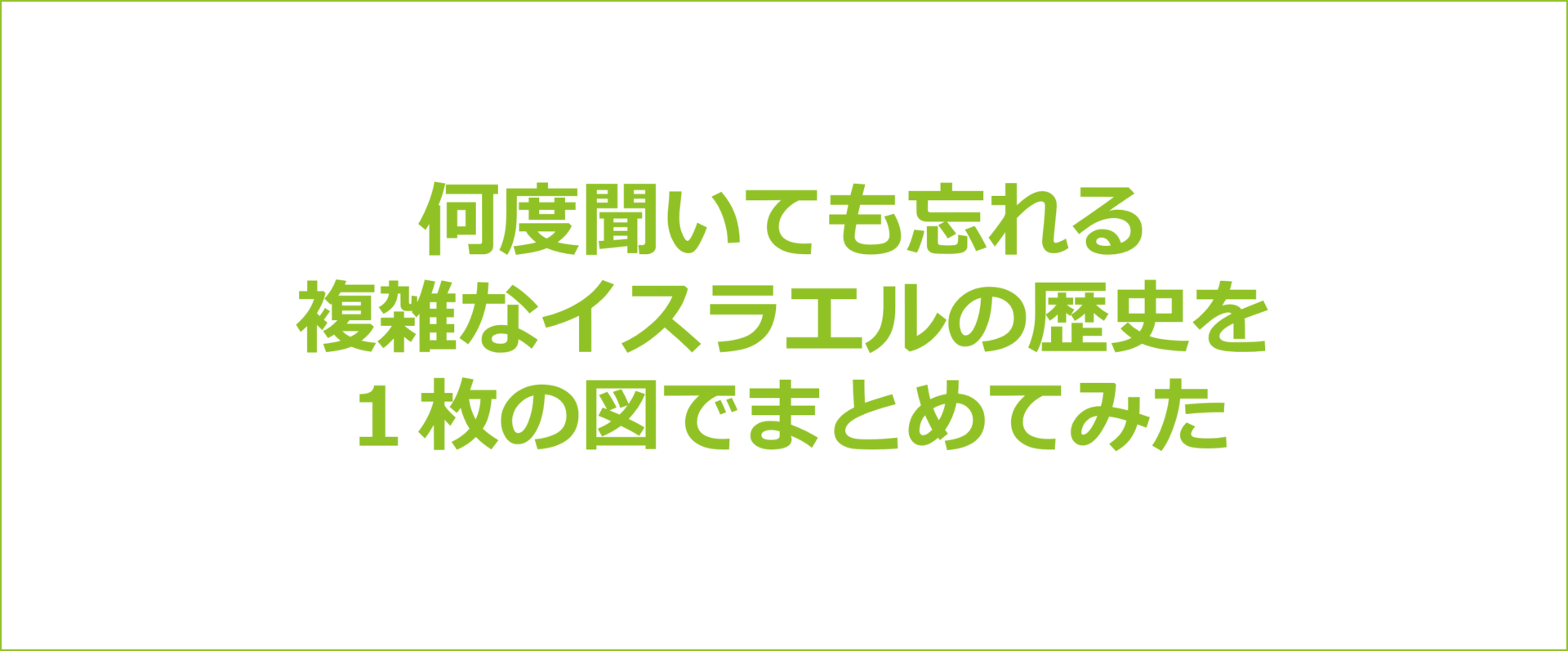 何度聞いても忘れる複雑なイスラエルの歴史を１枚の図でまとめてみた